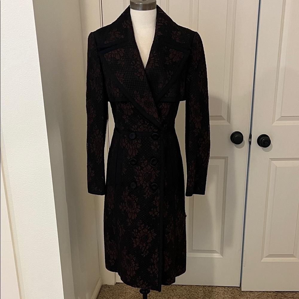 Escada Black and Brown lace  Trench Coat New without tag